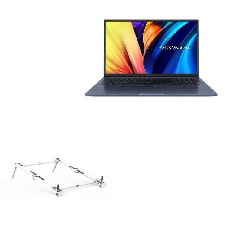 BoxWave Stand and Mount Compatible with ASUS Vivobook 17X (S1703) - Pocket Aluminum Stand 3-in-1, Portable Multi Angle Viewing Riser - Metallic Silver