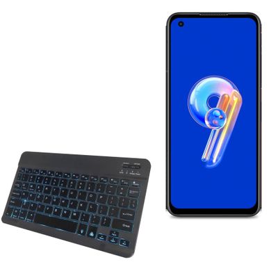 BoxWave Keyboard Compatible with ASUS Zenfone 9 - SlimKeys Bluetooth Keyboard - with Backlight, Portable Slim LED 7 Colors - Jet Black
