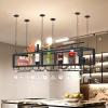 Ceiling Wine Glass Rack - Hanging Wine Rack with Glass Holder and Shelf, Height Adjustable Industrial Hanging Wine Bottle Holder, Black Metal Ceiling Shelf for Bar Cafe Kitchen (639.88.6in) view 3