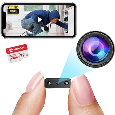 Free 32G Smallest Wireless Camera,HD1080P WiFi Security Camera,Baby Monitor,Mini Camera,Nanny Cam with Night Vision,Motion Detection,Cloud Storage Remote Viewing for Security withiOS Android APP