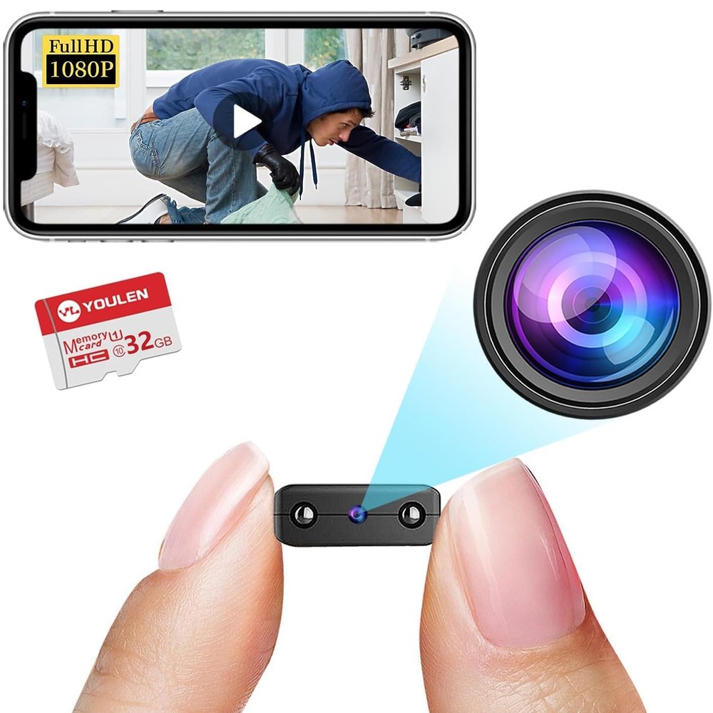 Free 32G Smallest Wireless Camera,HD1080P WiFi Security Camera,Baby Monitor,Mini Camera,Nanny Cam with Night Vision,Motion Detection,Cloud Storage Remote Viewing for Security withiOS Android APP