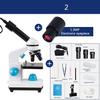 Lab Microscope Slides Zoom 2000x Biological H_D Microscope +13PCS Accessories+ Electronic Eyepiece monocular fit for Student Laboratory Lab Education LED USB Microscope Parts (Size : 2) view 2