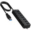 VEMONT 7-Port USB 3.0 Hub (Equipped with a 4-Foot Data Cable, Individual Switch, and Indicator Light, it Supports Data Transfer speeds of up to 5Gbps) Suitable for Desktop Computers and laptops. view 1