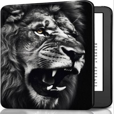 Case for 6 Inch Kindle 2024 and 2022 Releases (11th Generation), PU Leather Slim Folio Stand Smart Cover with Auto Wake/Sleep, Durable Protection, Lion