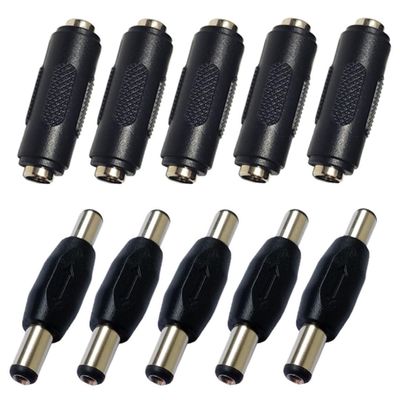 QLXHBOT 10PCS DC Power Connector Adapter 5.5x2.1mm, Male to Male Coupler Plug,Female to Female Jack Socket for CCTV Security Camera Led Strip
