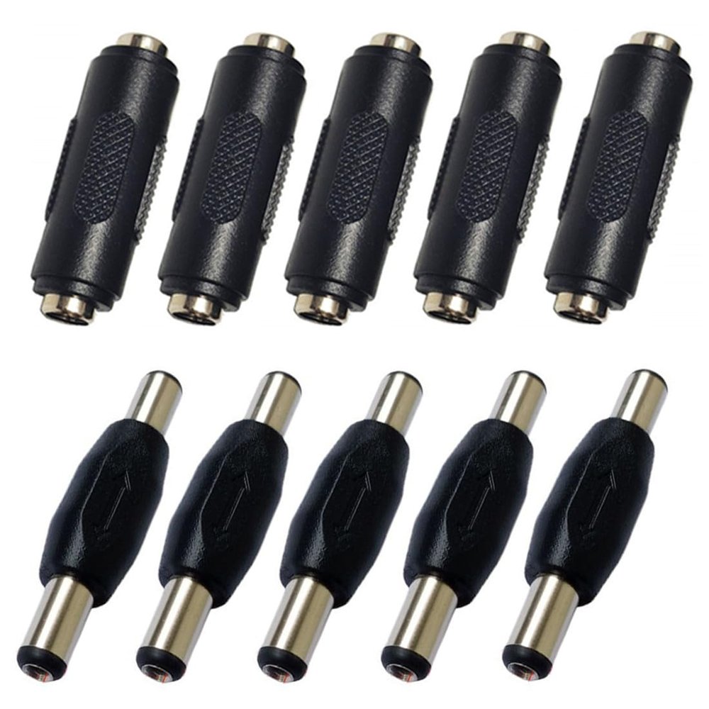 QLXHBOT 10PCS DC Power Connector Adapter 5.5x2.1mm, Male to Male Coupler Plug,Female to Female Jack Socket for CCTV Security Camera Led Strip