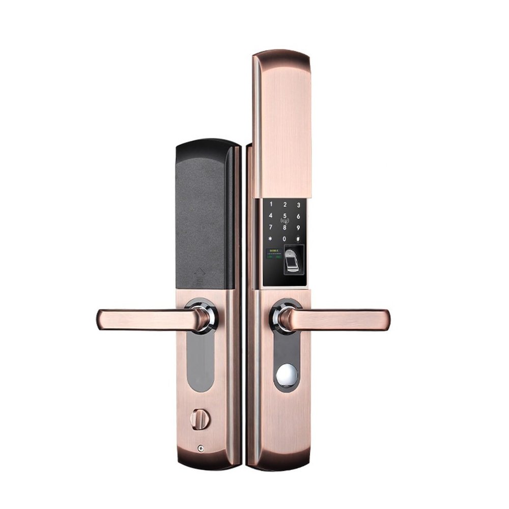 HAvern Fingerprint Lock, Home Anti-Theft Door, Password Lock, Automatic Sliding Cover, Smart Home Electronic Lock for Homestay Apartments (Color : Matte Black Bronze)