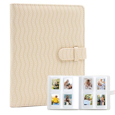 Ablus Polaroid Photo Album for Fujifilm Instax Mini LiPlay 11 90 70 50S 26 25 9 8+ 8 7S Instant Cameras, 128 Pockets, Beige Wave
