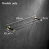 Gold and Black Towel Bar Wall-Mounted Stainless Steel Towel Rail Bathroom Accessories Sets Paper Holder Towel Ring Toilet Brush,Double Pole view 2