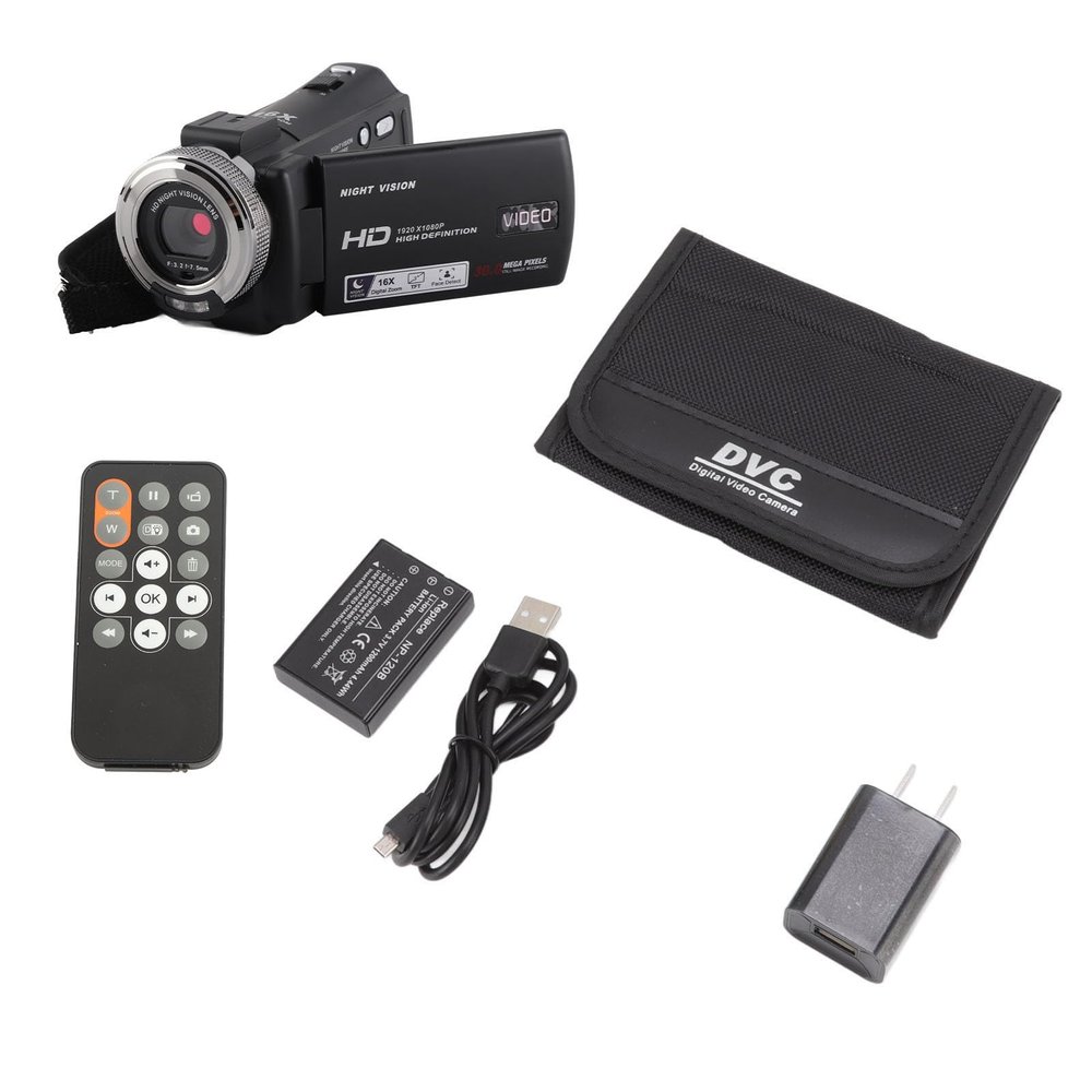 GLOGLOW V12 HD 1080P Video Camera, Video Camera 3 Inch LCD Display 1920x1080 Resolution for Video Recording (US Plug)