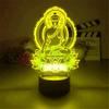 Jinnwell 3D Buddha Night Light Lamp Illusion 7 Color Changing Touch Switch Table Desk Decoration Lamps Acrylic Flat ABS Base USB Cable Birthday Gift Toys view 1