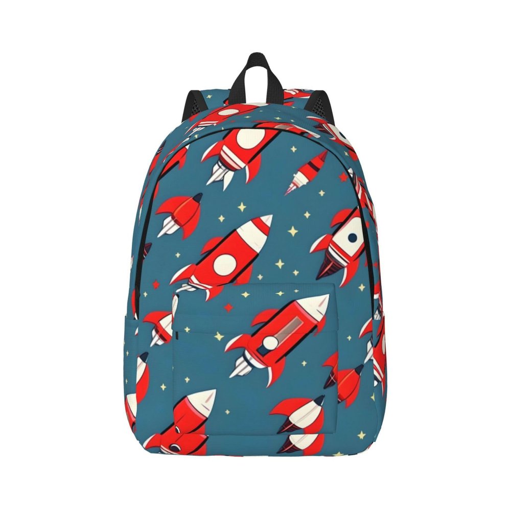 BrUgui Casual Canvas Backpack, Laptop Rucksack,Shoulder Travel Camping Hiking Backpacks for Men Women-Cartoon Rockets