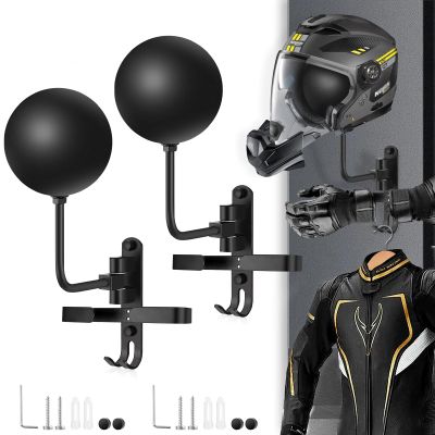 Kikerike Motorcycle Helmet Rack Wall Mount 180 Degree Rotation Metal Bike Helmet Holder Mount Bicycle Helmet Display Hanger Stand with 2 Hooks for Motorcycle Bike Baseball Rugby Helmet - 2 Pack