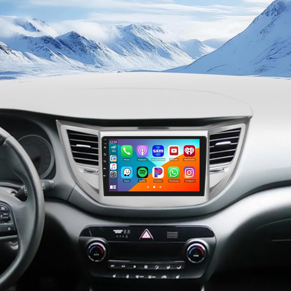 Android CarPlay Radio for 2015-2018 Hyundai Tucson, 9'' Touch Screen for Tucson Bluetooth Radio with Wireless CarPlay Android Auto Support GPS Navigation Mirror Link FM RDS DSP 2+64G