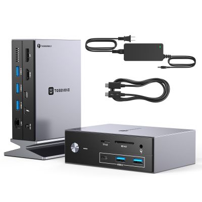 TobenONE Thunderbolt 4 Dock with Power Adapter, Thunderbolt Certified, Dual/Triple 4K@60Hz Monitor Docking Station for Windows, Mac, and Chrome (40Gbps, HDMI, DP, 6xUSB Ports, SD/TF4.0)