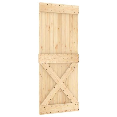 vidaXL Narvik 33.5"x82.7" Solid Pine Wood Sliding Barn Door, Modern Rustic Interior Door for Bedroom Kitchen Closet Garage - Natural Brown, Space-Saving & Easy Install (Without Hardware Kits)