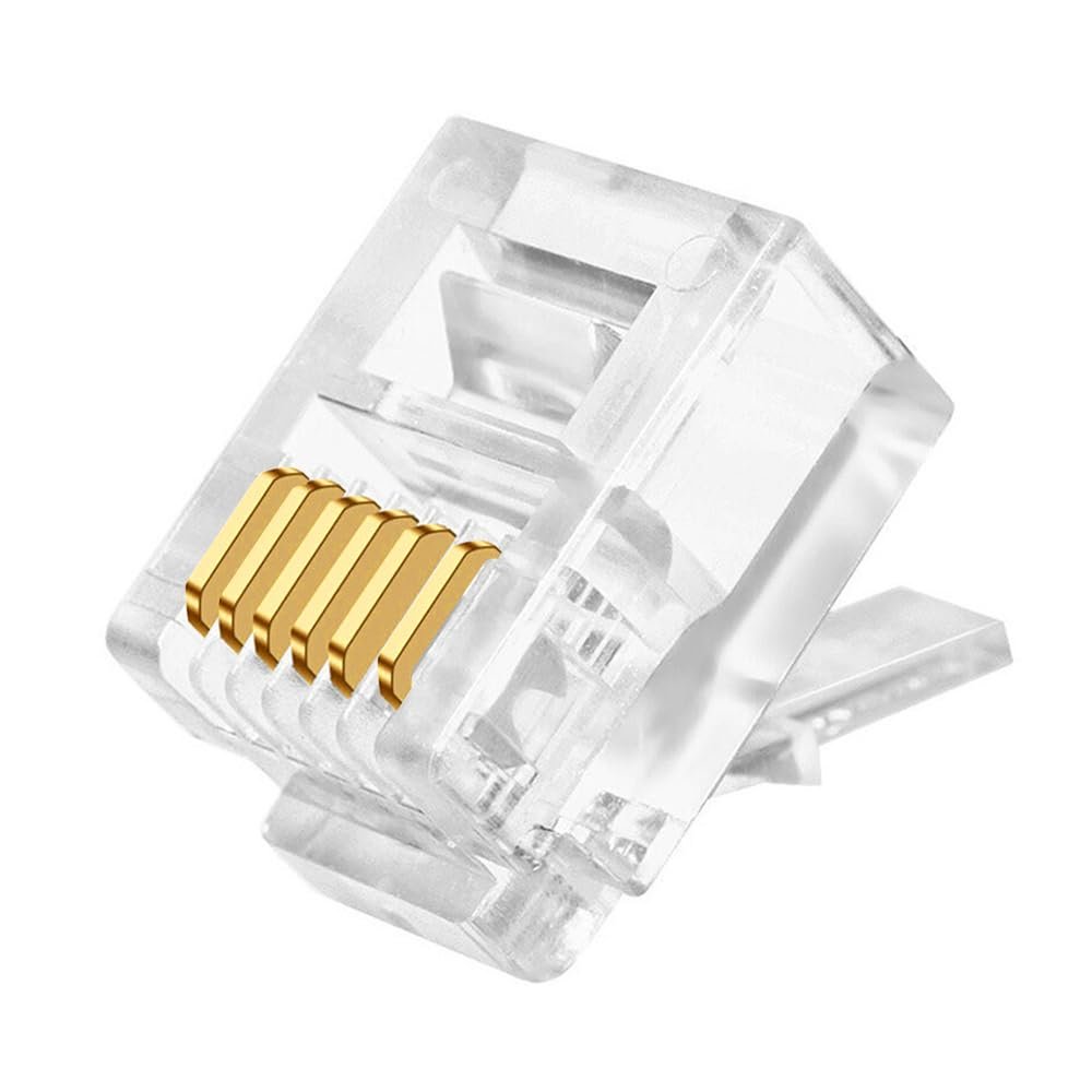 XANHAM RJ12 6P6C Connectors(50 Pieces Pack) 6 Pin Telephone Line Cable Wire Male Plug, AV00304