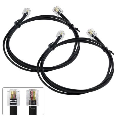 XANHAM Phone Cable 3 Feet Short Telephone Line Cord with RJ11 6P4C Connectors for Landline Phone, Fax Machine and Modem, for Both in-Wall and Out-Wall Using, Black, 2 Pack, AV04602