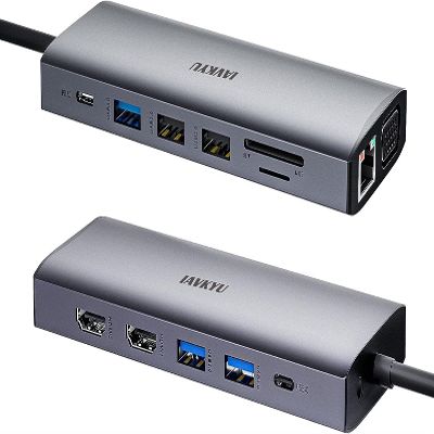 14 in 1 Docking Station Dual Monitor Compatible for MacBook/Dell/Surface/HP Laptop