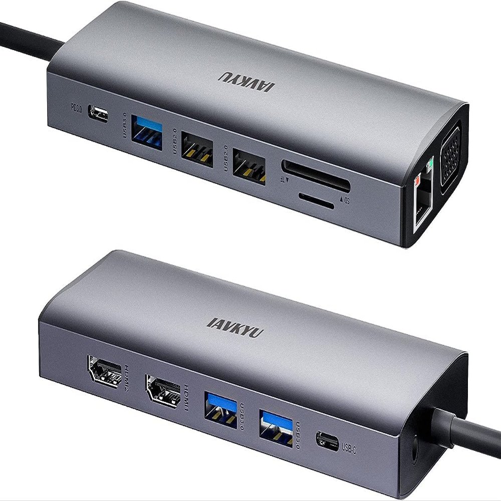 14 in 1 Docking Station Dual Monitor Compatible for MacBook/Dell/Surface/HP Laptop