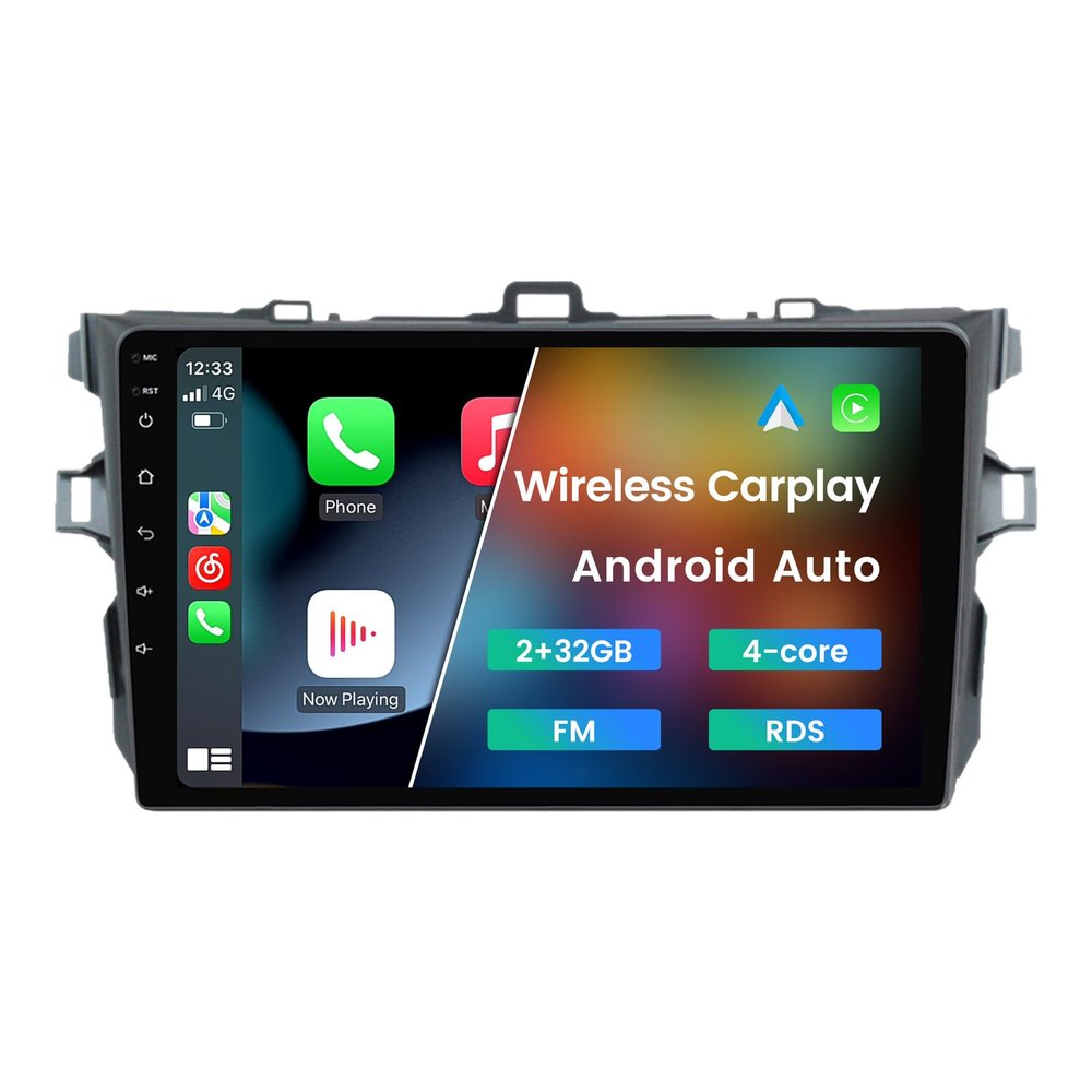 Android 13 Car Stereo Radio for Toyota Corolla 2009-2012, Biorunn 9 inch GPS Wireless Wired Car-Play Android Auto IPS Touch Screen Navi WiFi FM RDS Head Unit 2GB RAM 32GB ROM