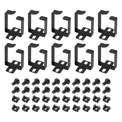 Rebower Server Rack Cable Management D Ring Hook Bracket Organizer Vertical Rack Mount Accessories,[for Network Cable,Power Cord]-Black Color/10 Set