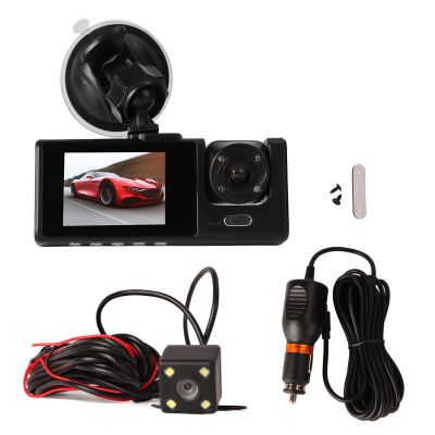 Dash Camera, Dual Dash Cam Front and Rear, 1080P High Definition Image Large Wide Angle Three Way Triple Car Driving Recorder for Car