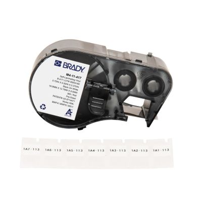 Brady Authentic (M4-11-427) Self-Laminating Vinyl Wrap Around Labels 0.75" H x 0.5" W Black on White, Clear, 360 Labels. for use with The BMP41, BMP51, and M511 Label Printers