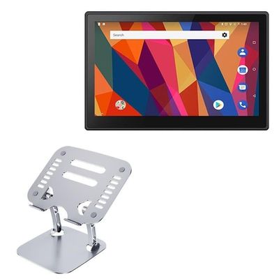 BoxWave Stand and Mount Compatible with Emdoor EM-PPC15R3 - Executive VersaView Laptop Stand, Ergonomic Adjustable Viewing Angle Metallic Riser - Metallic Silver