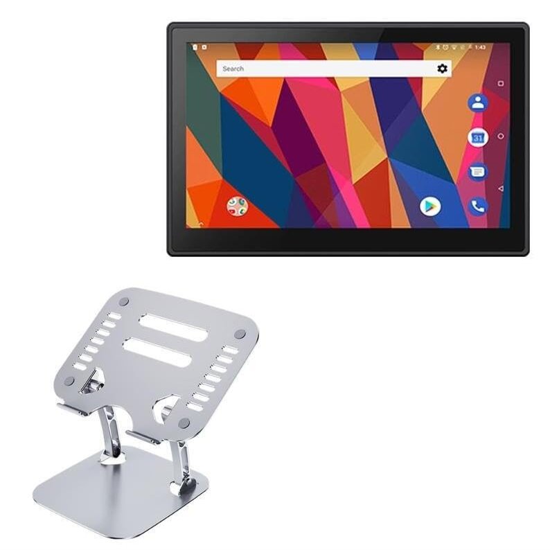 BoxWave Stand and Mount Compatible with Emdoor EM-PPC15R3 - Executive VersaView Laptop Stand, Ergonomic Adjustable Viewing Angle Metallic Riser - Metallic Silver