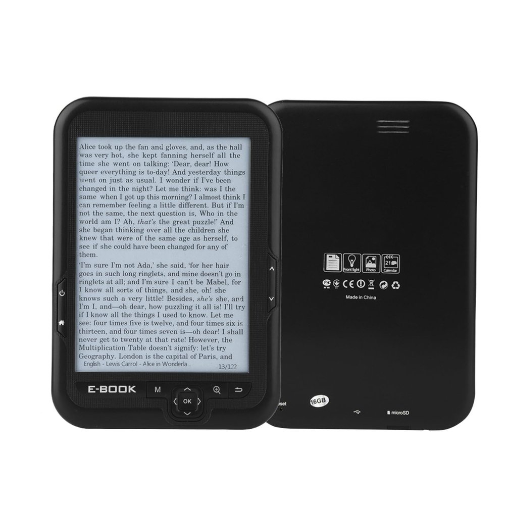 Electronic Book Reader, EBook EInk 6 Inch Ereader 600 X 800 Resolution Kindle Paperwhite 2023 Portable EBook Readers Display 300DPI Blue Cover Black 4G Reader Case for (Black)