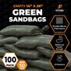 Xpose Safety Heavy Duty Sand Bags with Tie Strings Empty Woven Polypropylene Sandbags for Hurricane Flood Protection, 50 lb Capacity, 14" x 26", Green, Pack of 100 view 3