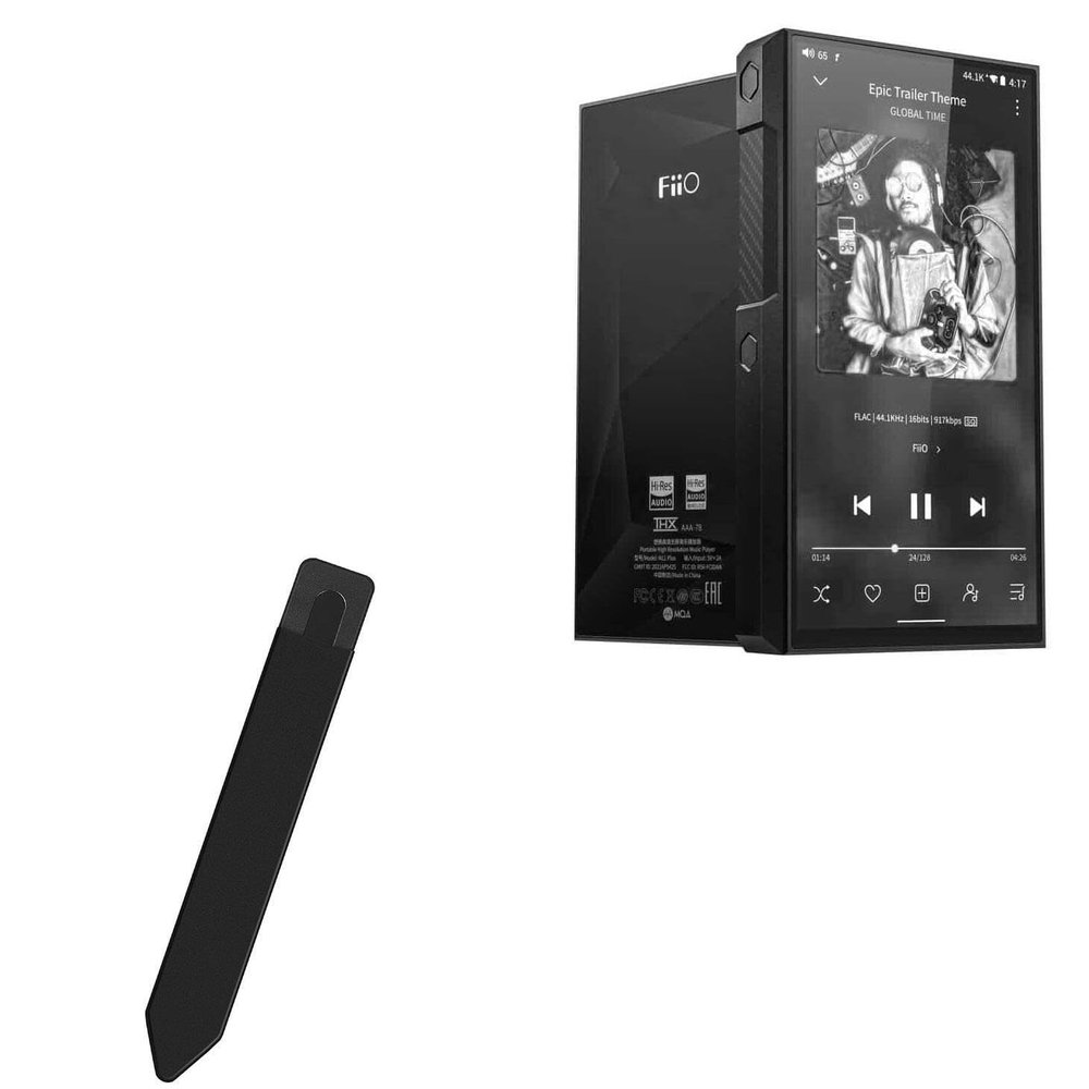 BoxWave Stylus Pouch Compatible with FiiO M11 Plus - Stylus PortaPouch, Pen Stylii Holder Carrier Portable Self-Adhesive - Jet Black