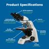 Accu-Scope Compound Microscope EXC-120-3 - Binocular Head, 40-400X Magnification, Achromat Objectives, Mechanical Stage view 2