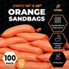 Xpose Safety Heavy Duty Sand Bags with Tie Strings  Empty Woven Polypropylene Sandbags for Hurricane Flood Protection, 50 lb Capacity, 14" x 26", Orange, Pack of 100 view 2