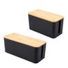 DOITOOL 2pcs Multifunctional Wire Storage Boxes Stylish Grain Socket Containers for Desk Organization for and Cables Home Office and Space-Saving view 1