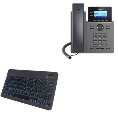 BoxWave Keyboard Compatible with Ooma 2602 IP Phone - SlimKeys Bluetooth Keyboard - with Backlight, Portable Slim LED 7 Colors - Jet Black