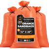 Xpose Safety Heavy Duty Sand Bags with Tie Strings  Empty Woven Polypropylene Sandbags for Hurricane Flood Protection, 50 lb Capacity, 14" x 26", Orange, Pack of 20 view 1