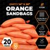 Xpose Safety Heavy Duty Sand Bags with Tie Strings  Empty Woven Polypropylene Sandbags for Hurricane Flood Protection, 50 lb Capacity, 14" x 26", Orange, Pack of 20 view 2