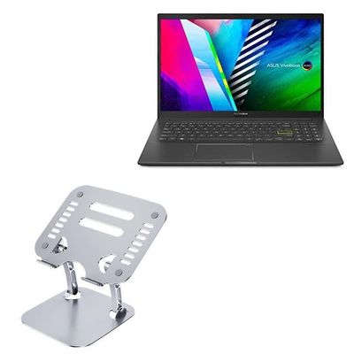BoxWave Stand and Mount Compatible with ASUS Vivobook 15 OLED (K513) - Executive VersaView Laptop Stand, Ergonomic Adjustable Viewing Angle Metallic Riser - Metallic Silver