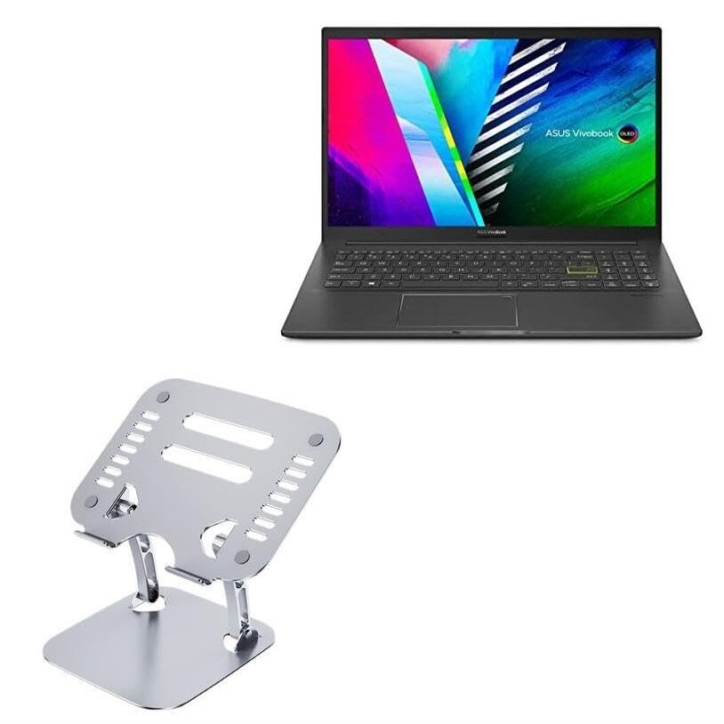 BoxWave Stand and Mount Compatible with ASUS Vivobook 15 OLED (K513) - Executive VersaView Laptop Stand, Ergonomic Adjustable Viewing Angle Metallic Riser - Metallic Silver
