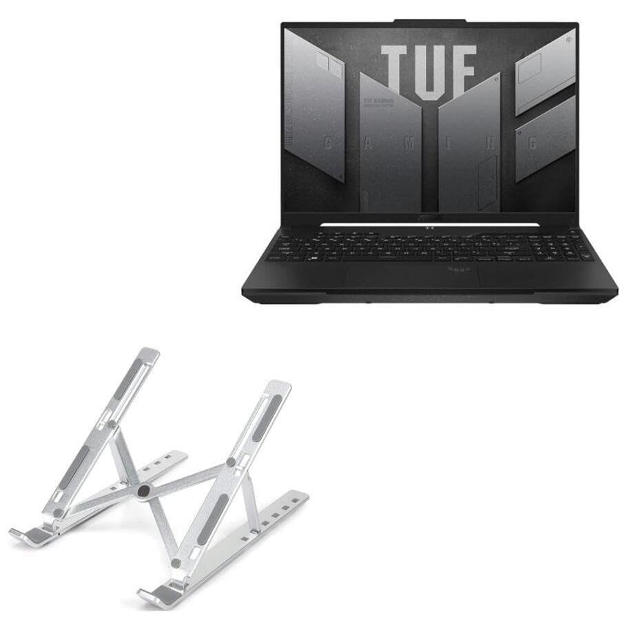BoxWave Stand and Mount Compatible with ASUS TUF Gaming A16 Advantage Edition (2023) - Compact QuickSwitch Stand, Portable Multi Angle Viewing Foldable Riser - Metallic Silver