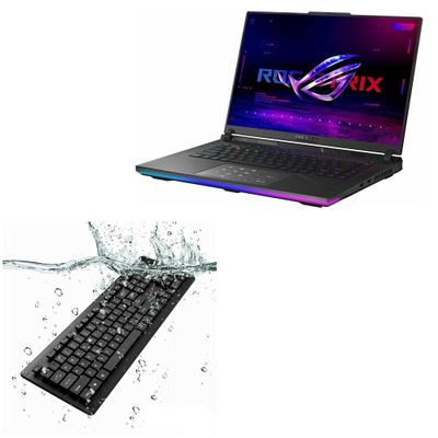 BoxWave Keyboard Compatible with ASUS ROG Strix Scar 16 (2023) G634 - AquaProof USB Keyboard, Washable Waterproof Water Resistant - Jet Black