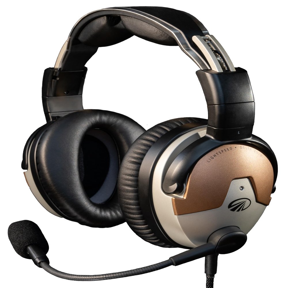 LIGHTSPEED Delta Zulu ANR Aviation Headset - Premium Noise Canceling Bluetooth Headset for Pilots with Built-in Carbon Monoxide Monitoring and Personalized EQ (GA Dual Plugs)