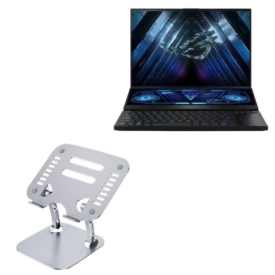 BoxWave Stand and Mount Compatible with ASUS ROG Zephyrus Duo 16 (2023) GX650 - Executive VersaView Laptop Stand, Ergonomic Adjustable Viewing Angle Metallic Riser - Metallic Silver