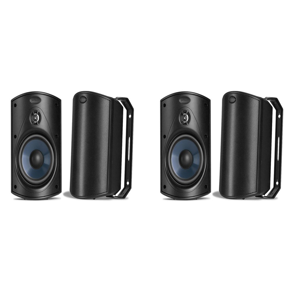 Polk Audio Atrium 4 Outdoor Speakers with Bass Reflex Enclosure | 4 Speaker Pack (2 Pairs, Black) - All-Weather Durability | Broad Sound Coverage | Speed-Lock Mounting System |2 Pairs (Black)