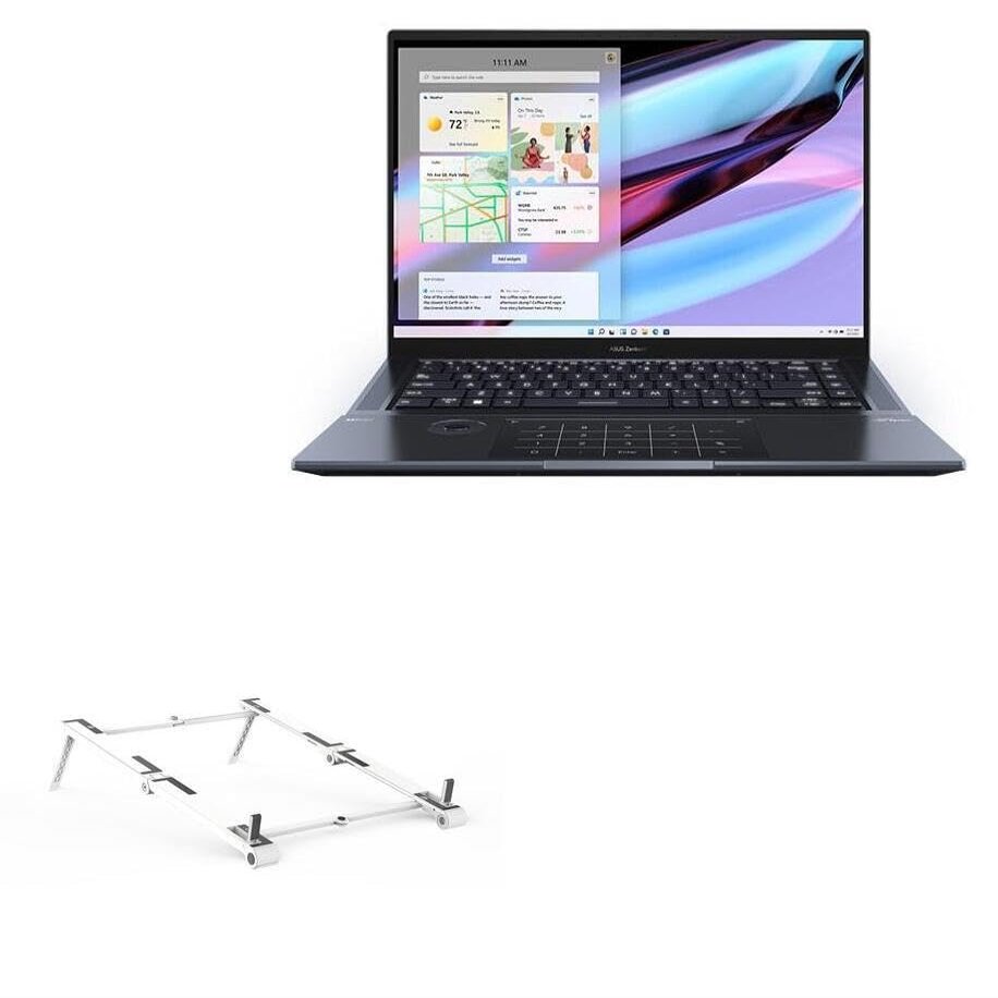 BoxWave Stand and Mount Compatible with ASUS Zenbook Pro 16X OLED (UX7602) - Pocket Aluminum Stand 3-in-1, Portable Multi Angle Viewing Riser - Metallic Silver