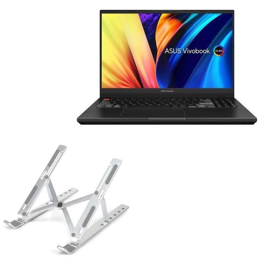 BoxWave Stand and Mount Compatible with ASUS Vivobook Pro 15X (M6501) - Compact QuickSwitch Stand, Portable Multi Angle Viewing Foldable Riser - Metallic Silver