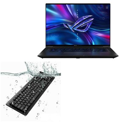 BoxWave Keyboard Compatible with ASUS ROG Flow X16 (2023) - AquaProof USB Keyboard, Washable Waterproof Water Resistant - Jet Black