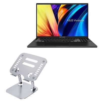BoxWave Stand and Mount Compatible with ASUS Vivobook Pro 16 (K6602) - Executive VersaView Laptop Stand, Ergonomic Adjustable Viewing Angle Metallic Riser - Metallic Silver